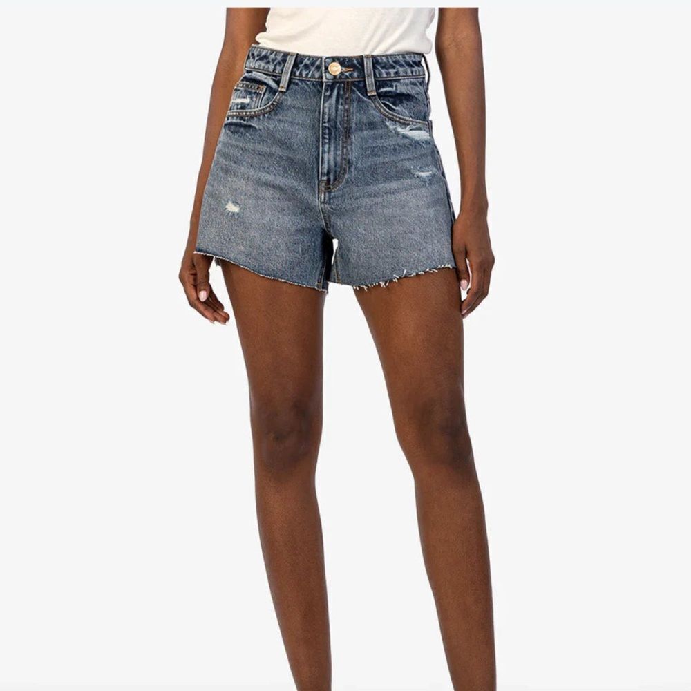 Kut From The Cloth Taylor High Rise Frayed Hem Denim Shorts